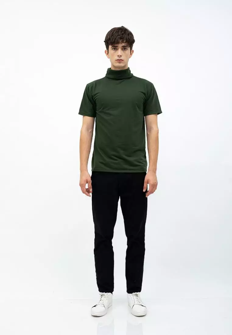 Turtle neck shirt kerah tinggi lengan pendek hijau army kaos polos houseofcuff