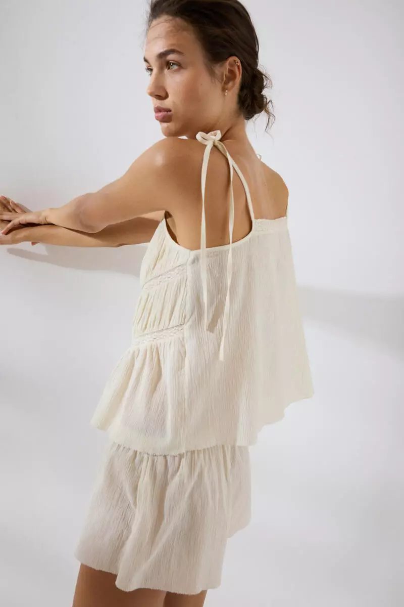 Lace-detail cotton pyjamas
