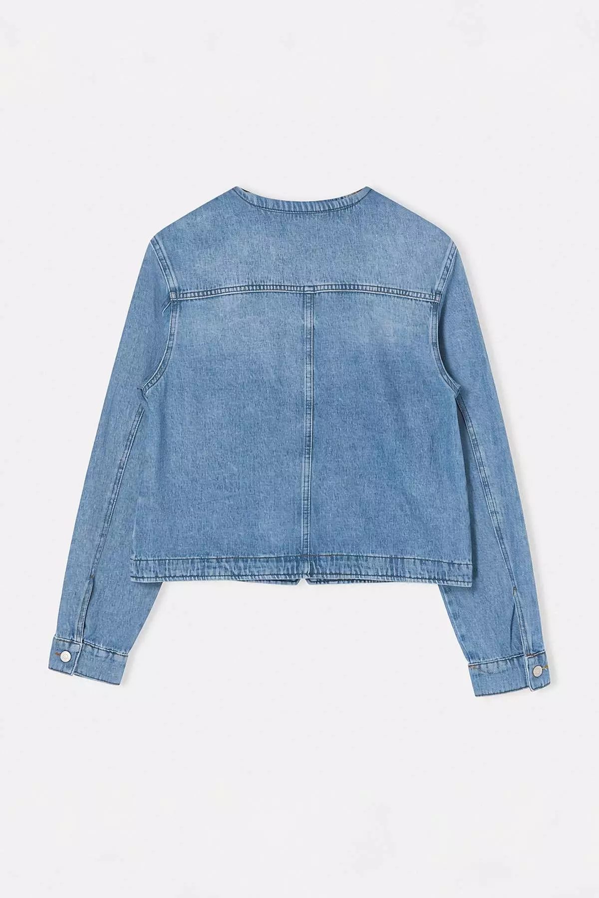 Blue Button Detailed Denim Jacket Twoss26Ce41