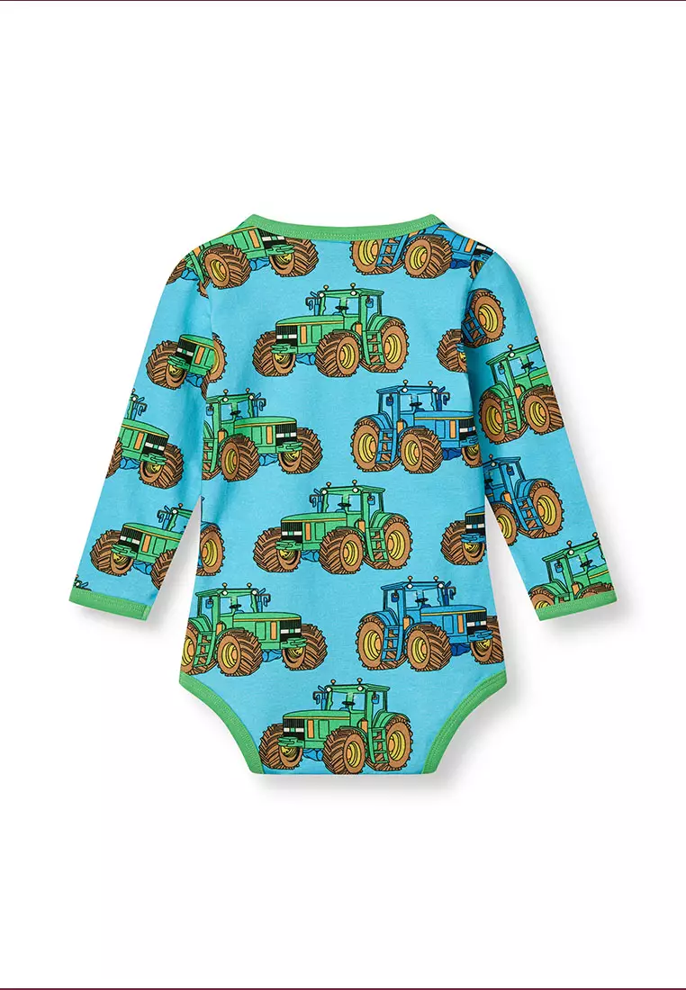 Long-sleeved baby body with tractors