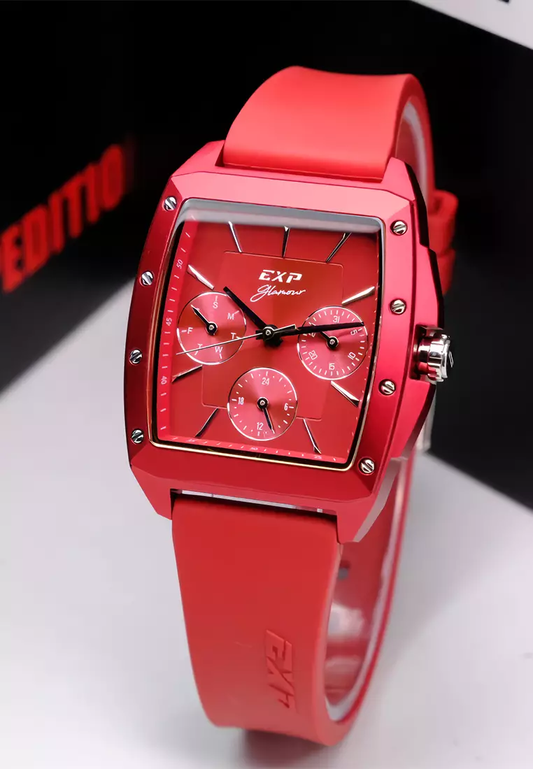 Expedition EXP - Jam Tangan Chronograph Wanita - Red Case - Red Silicone Strap - 6636BFRSSREAL
