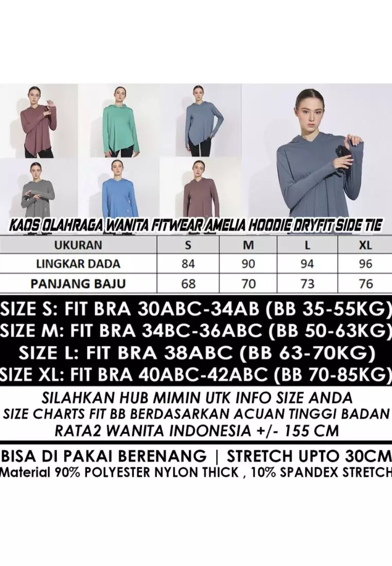 Fitwear - Kaos Olahraga Wanita AMELIA HOODIE DRYFIT SIDE TIE - BLACK
