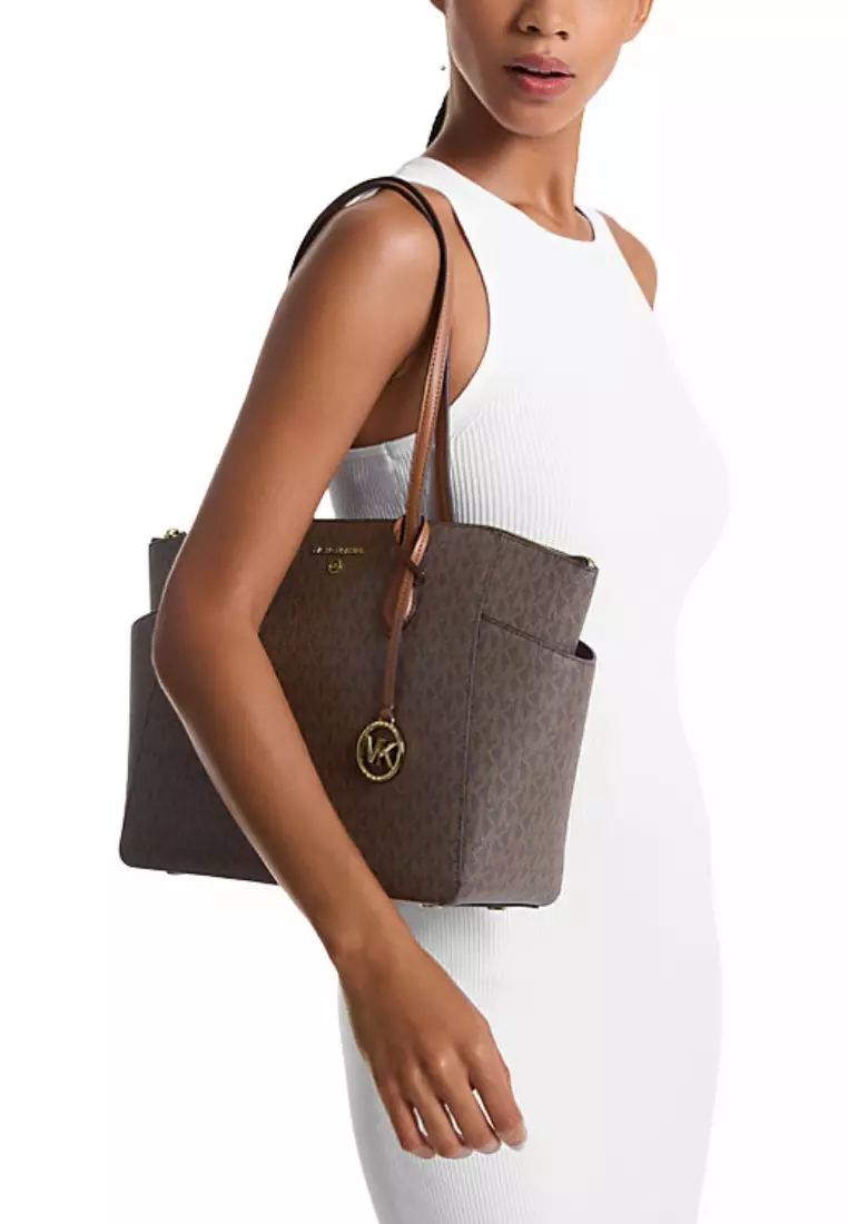 Michael Kors Marilyn Medium Tote Bag Signature Logo In Brown 35F5G6AT2B