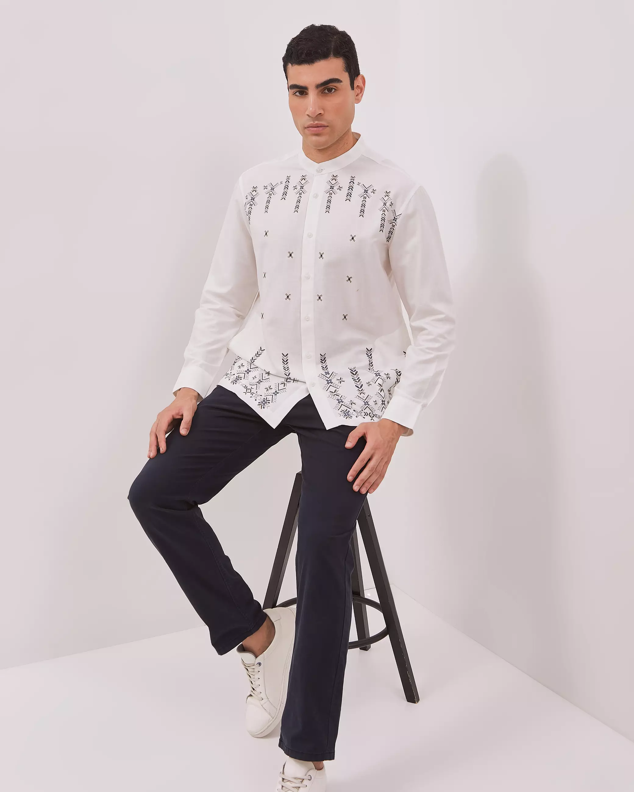 AMK Kemeja Koko Pria Lengan Panjang KK Mahdyah Ls White