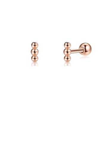 Glamorousky silver 925 Sterling Silver Plated Rose Gold Simple Fashion Round Bead Stud Earrings 0BDFEAC3DA06BBGS_1