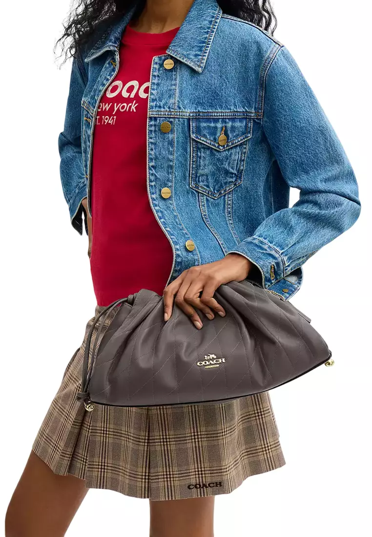 Faye Large Shoulder Bag With Quilting - Slate CCZ58