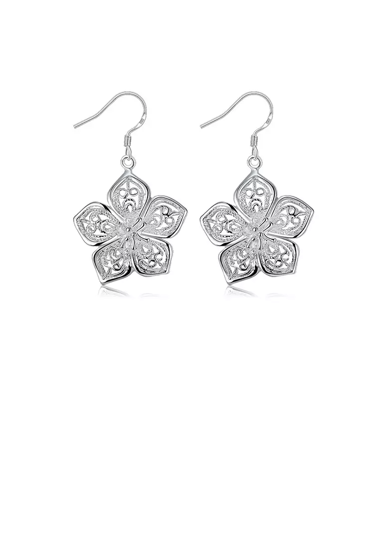 White flower sales dangle earrings