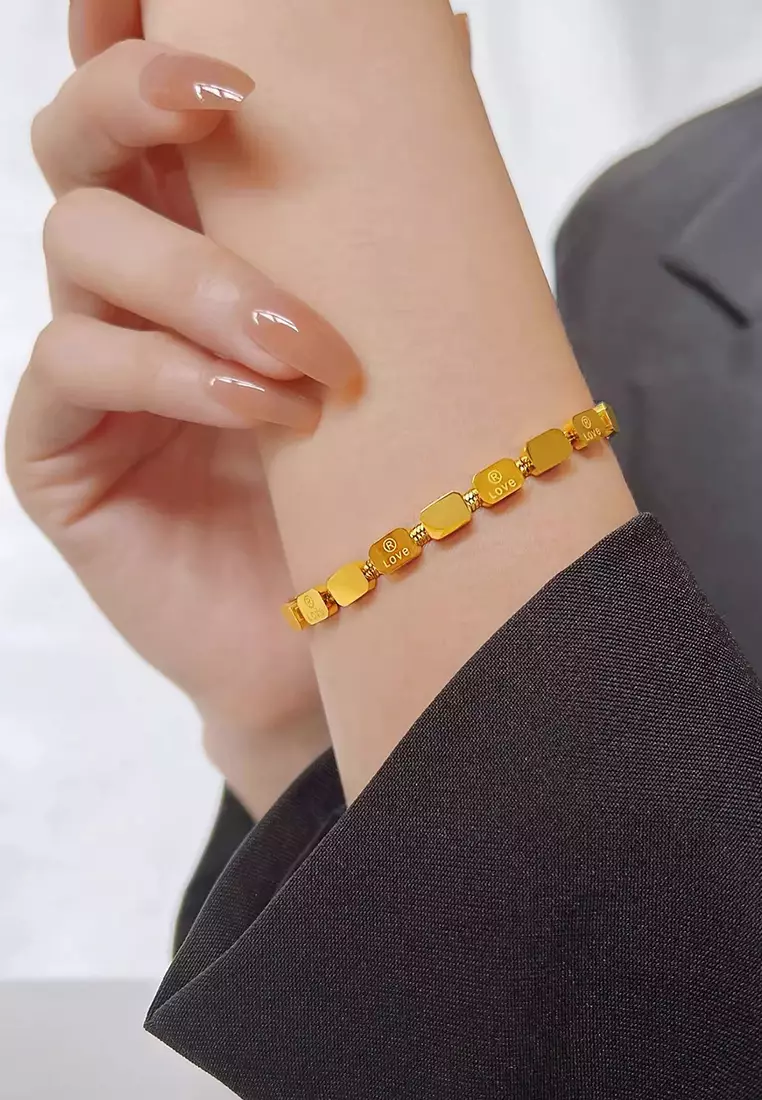 Gelang Wanita Korea Fashion Titanium Love Style Gelang Cewek Original COD Kotak Indah