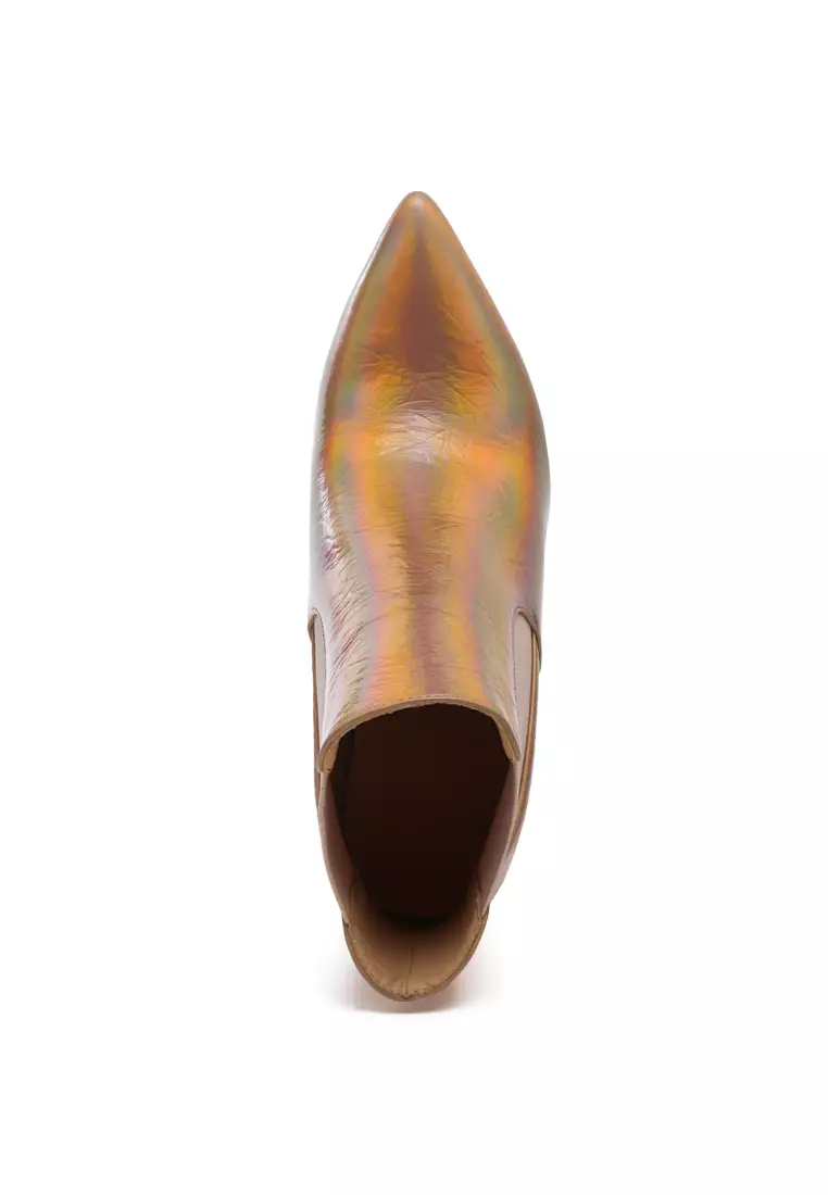 High Heeled Chelsea Boot In Gold