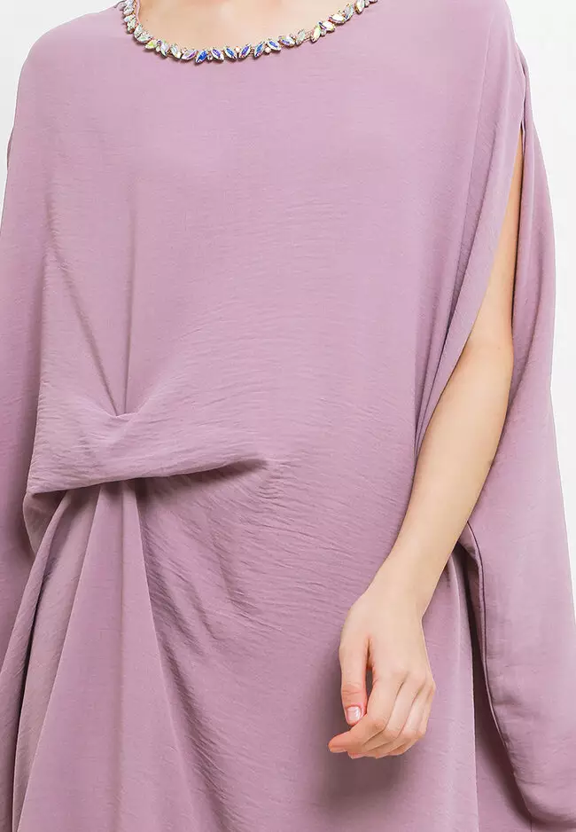 Rainbow Crystal Chain Ruched Kaftan