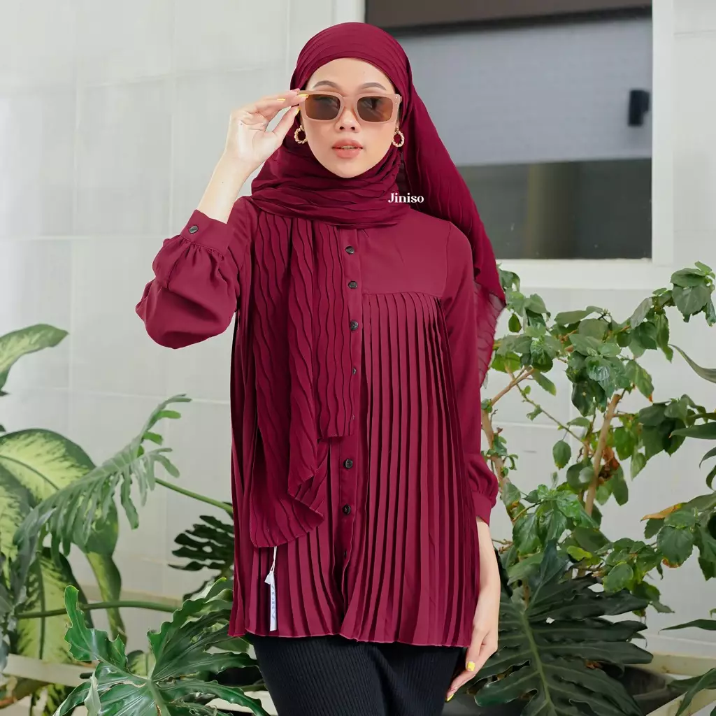 AURA Active Hijab Pashmina Full Plisket Wave