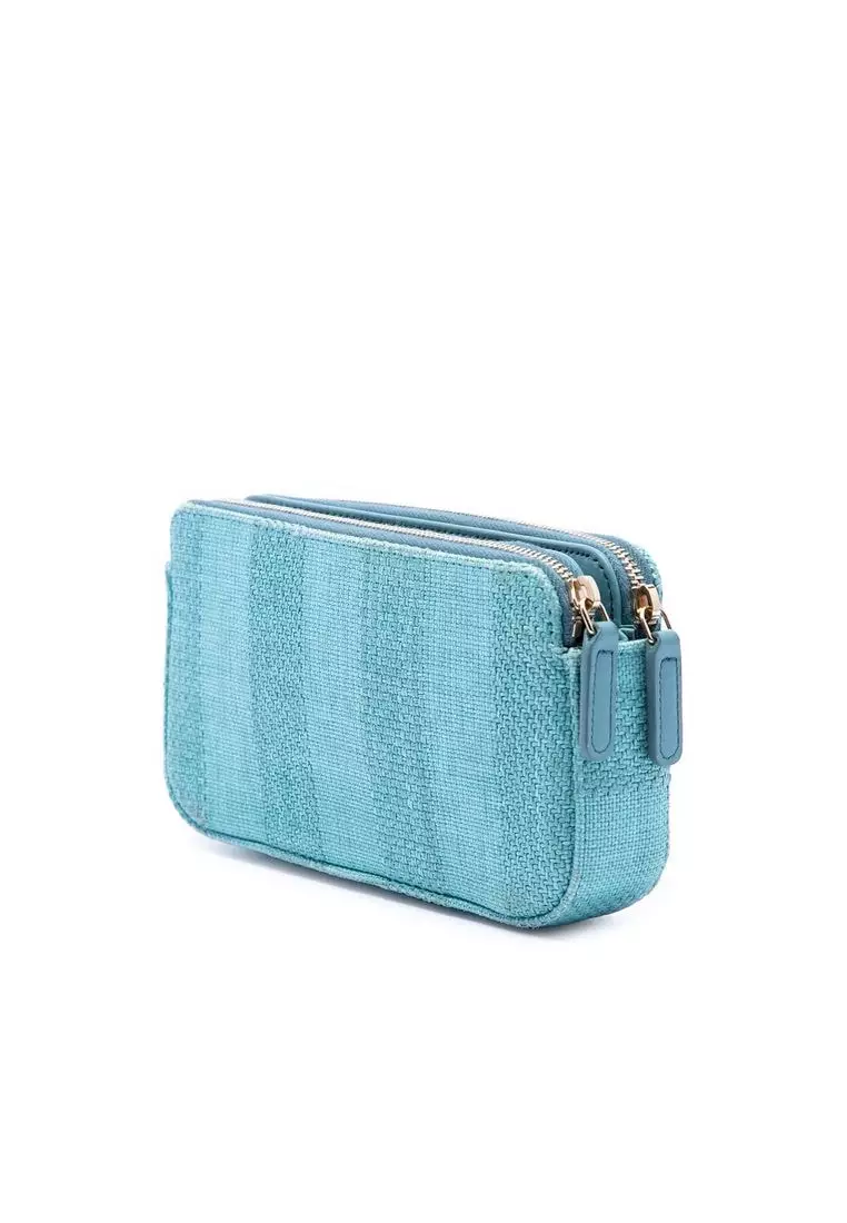 Pre-Loved Chanel Raffia Deauville Double Zip Clutch With Chain