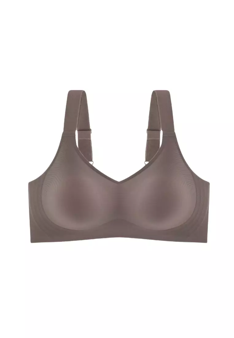 Premium Melinda Seamless Wireless Padded Support Bra in Brown