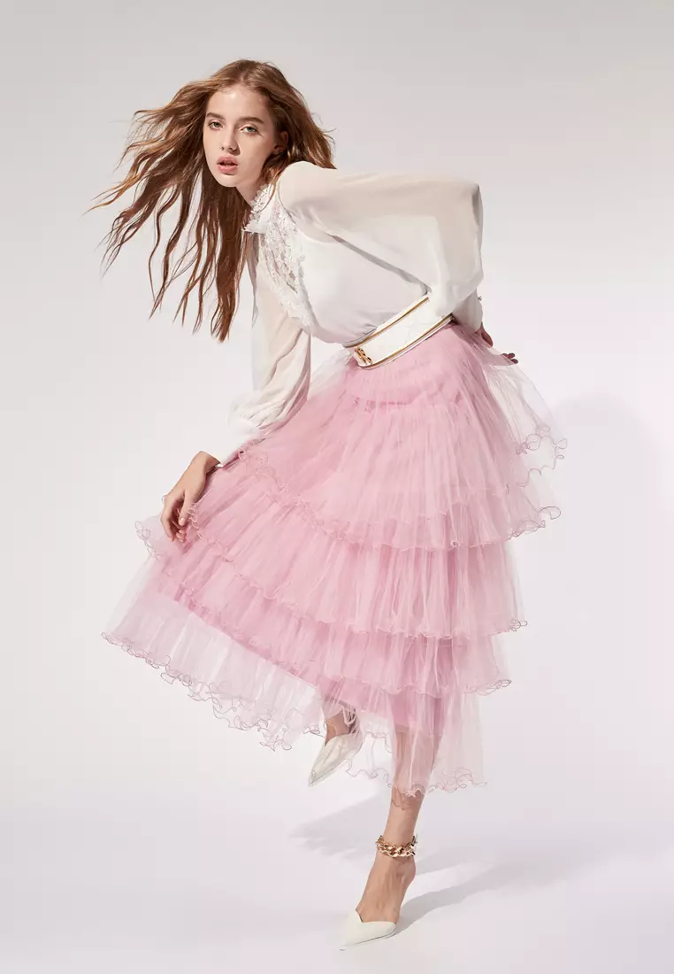 Layered Tulle Ruffle Skirt