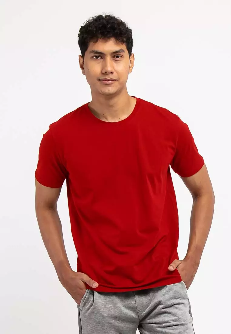 Forest Premium Soft-Touch Cotton Slim Fit Plain Tee T Shirt Men - 23645 - 51Red