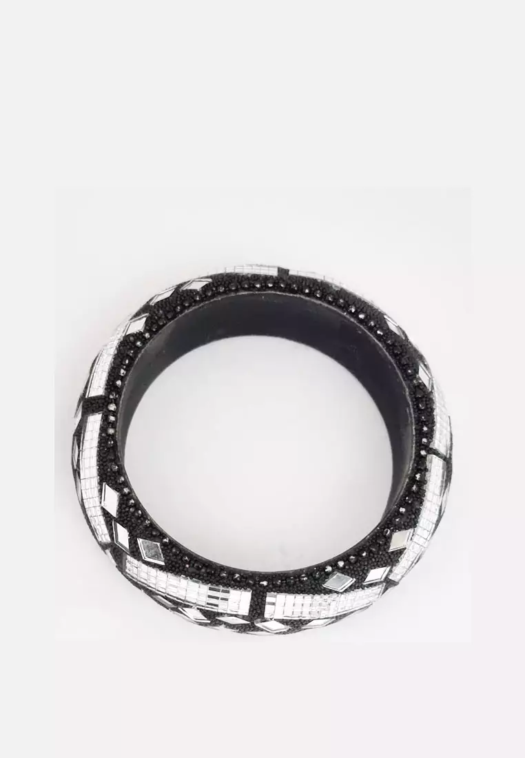 Mirror Artwork Bangle Gelang Wanita Black