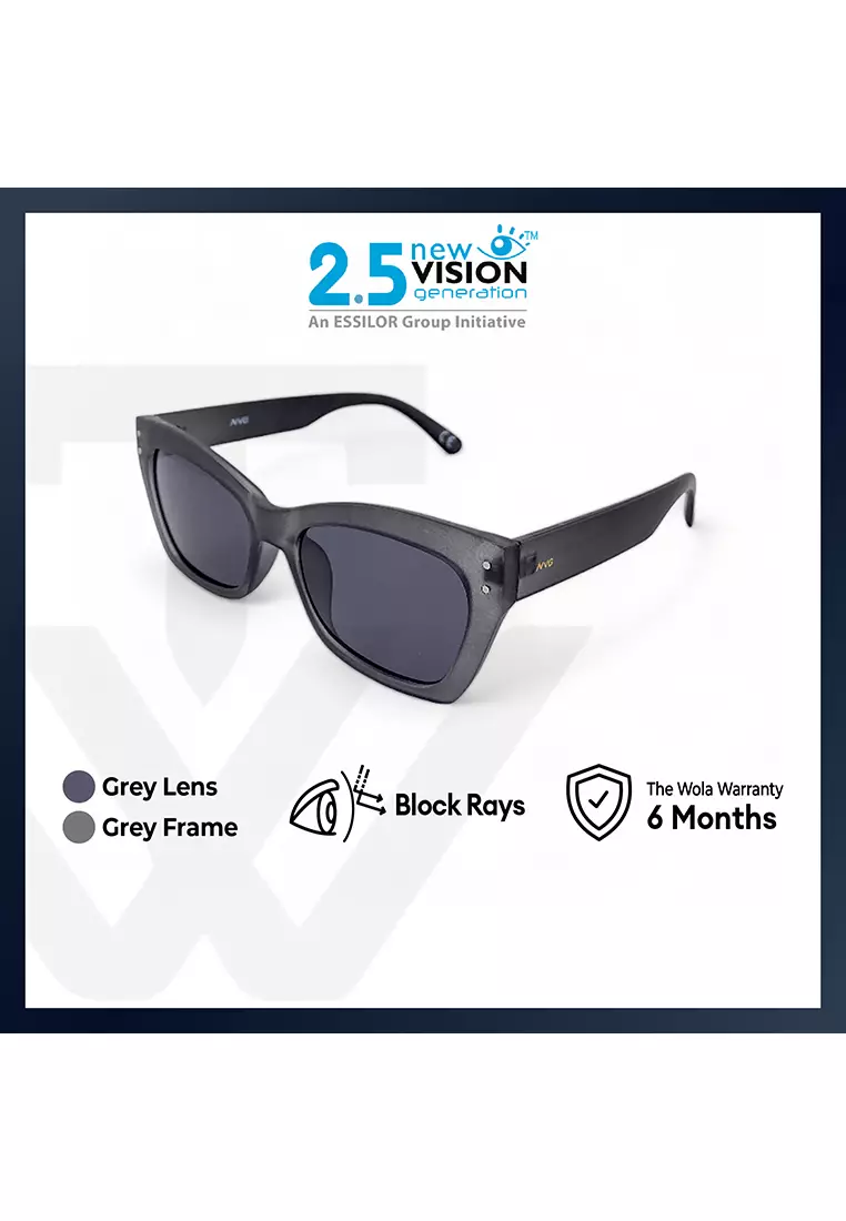 Women's Cat Eye Frame Grey Plastic UV Protection Sunglasses SUNSC2522008