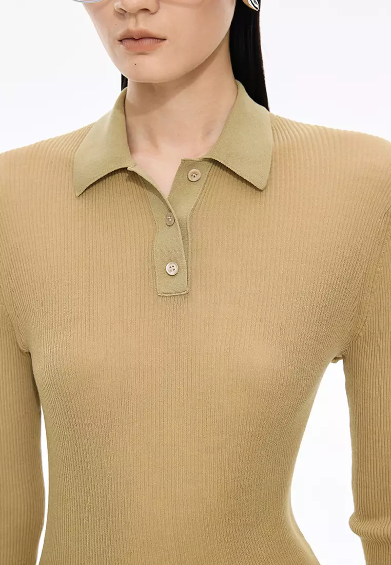 棉修身超薄款長袖套頭針織衫