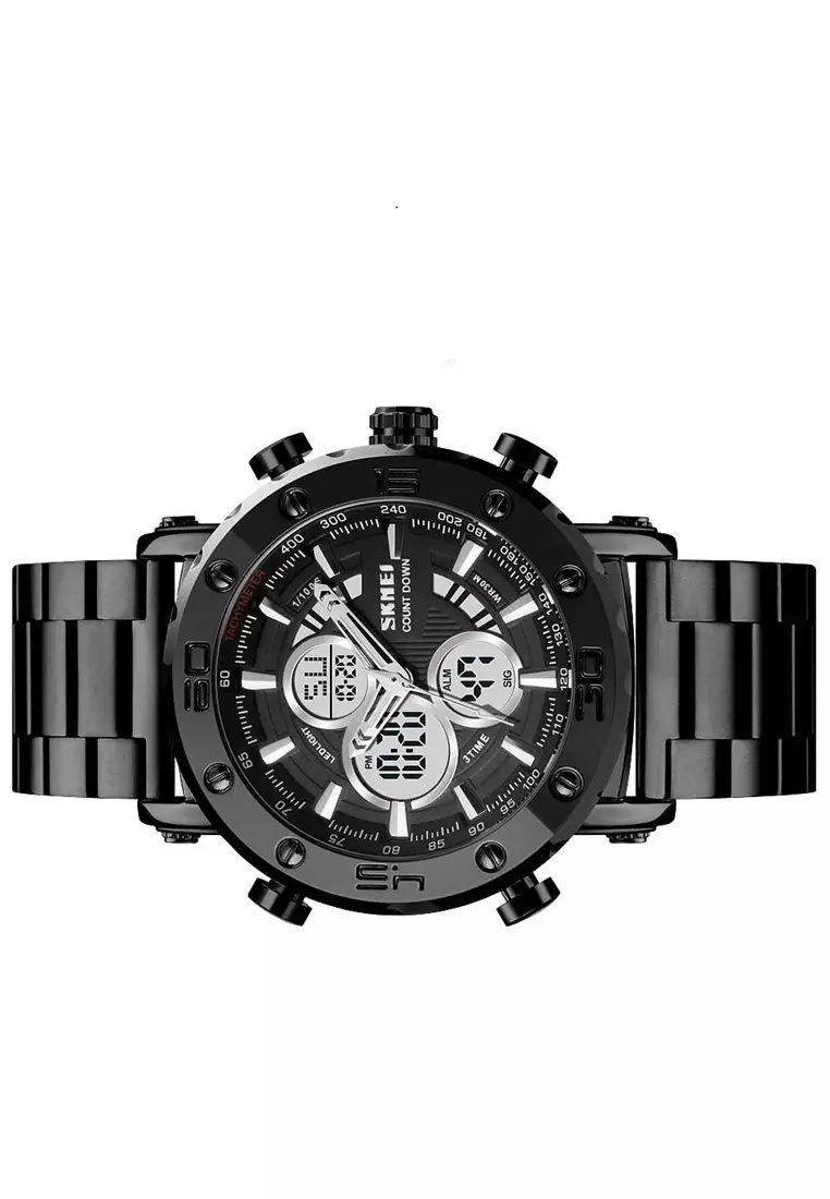 Jam Tangan Digital Analog Pria Design Casual Many Function Waterproof Strap Tali Material Stainless Steel DA66 ORIGINAL