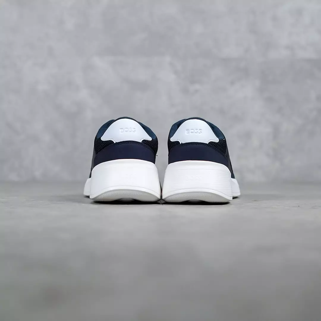 Sepatu HUGO BOSS DEAN RUNN WHITE NAVY SNEAKER 100% ORIGINAL