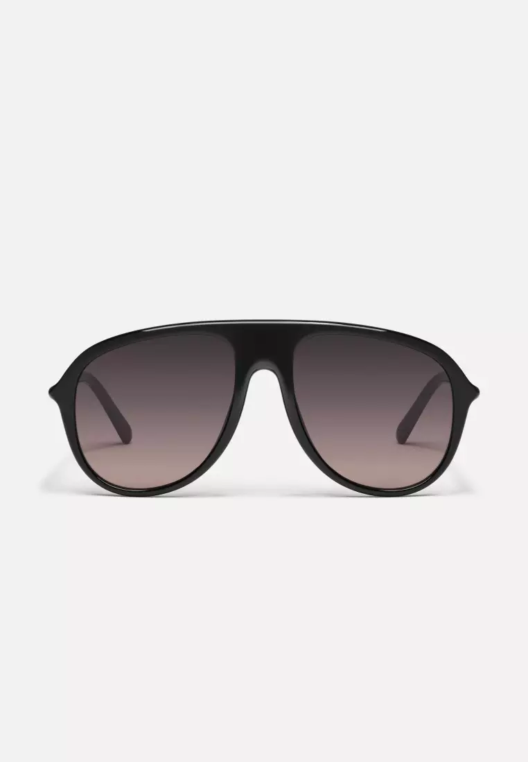 QUAY Chart Topper Sunglasses - Black/Smoke Taupe