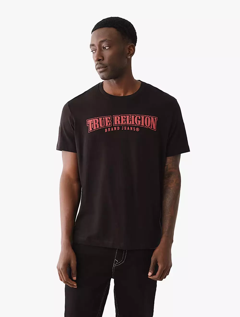 True Religion - Men T-Shirts - RELAXED NU BRUSH TEE - Black/Red