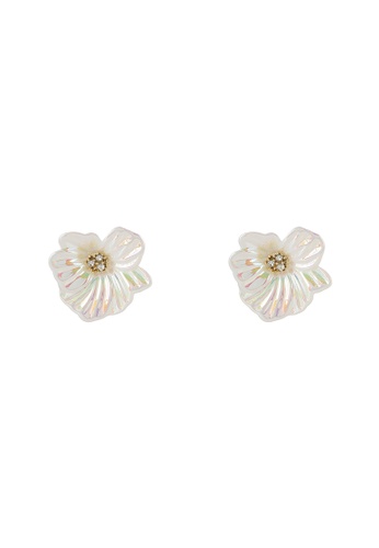 Red's Revenge white Iridescent Floral Stud Earrings E515FACE0417A5GS_1