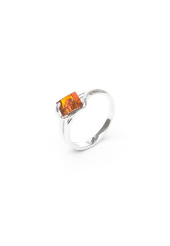 Millenne silver MILLENNE Multifaceted Baltic Amber Cube Silver Ring with 925 Sterling Silver 05D58AC6C367FEGS_1