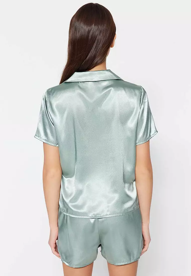 Embroidered Satin Pajamas Set