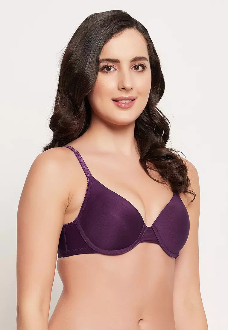 Clovia Level 1 Push-Up Padded Underwired Demi Cup T-shirt Bra in Purple