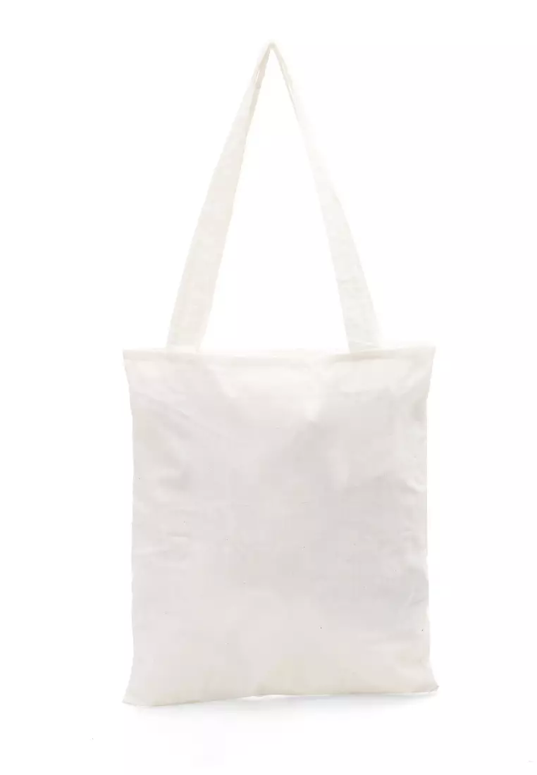 Hamilton Totebag Unisex Vintage Aesthetic Motif Radio Large Compartment Material Canvas ORIGINAL - White