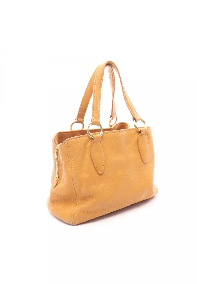 Pre-Loved MIU MIU VITELLO CARIBU Vitello Caribu Handbag leather yellow 2WAY