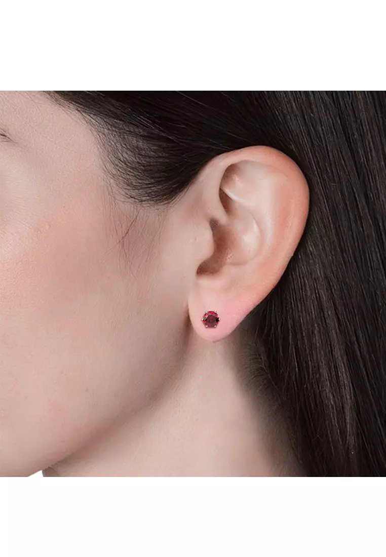 Birth Stone Earring January Garnet RG - Anting Crystal by Her Jewellery