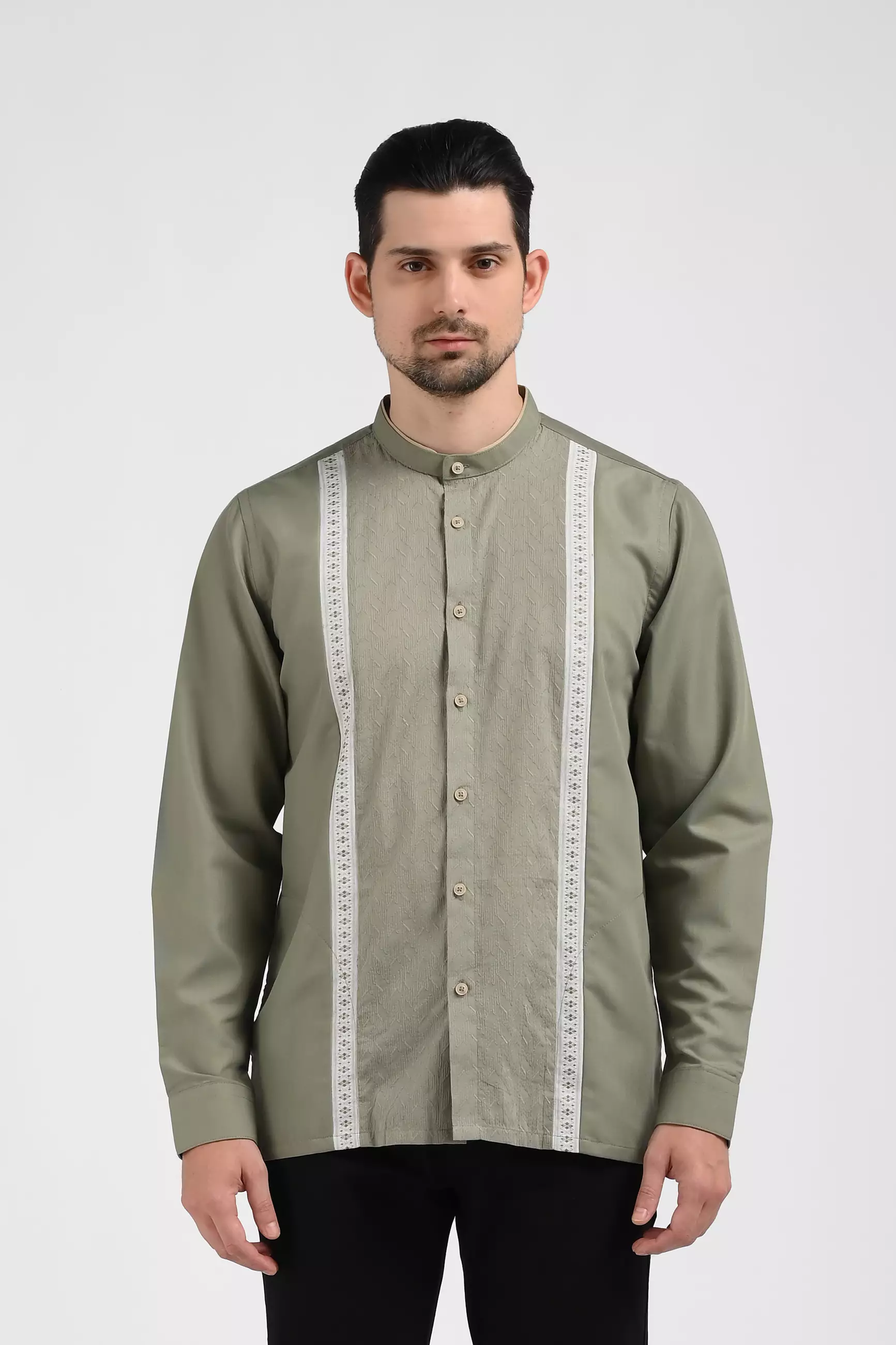 MOC Kemeja Koko Lengan Panjang Pria LUWIN-OLIVE