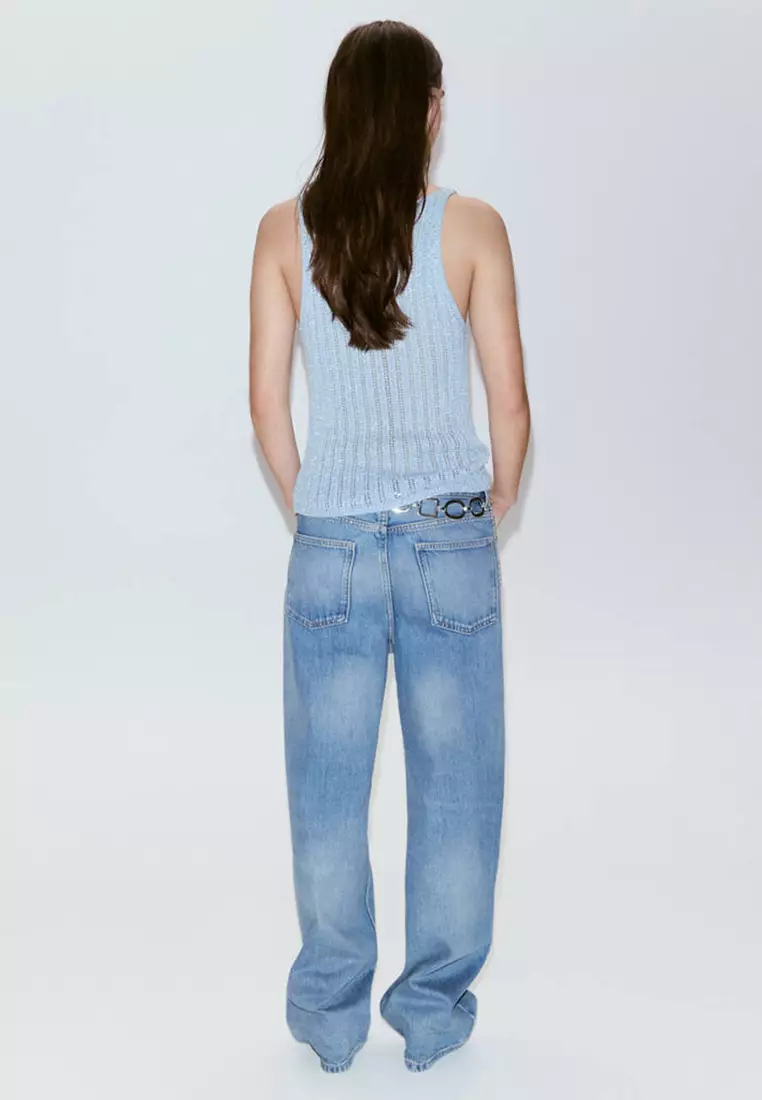 Openwork Lurex Knit Top
