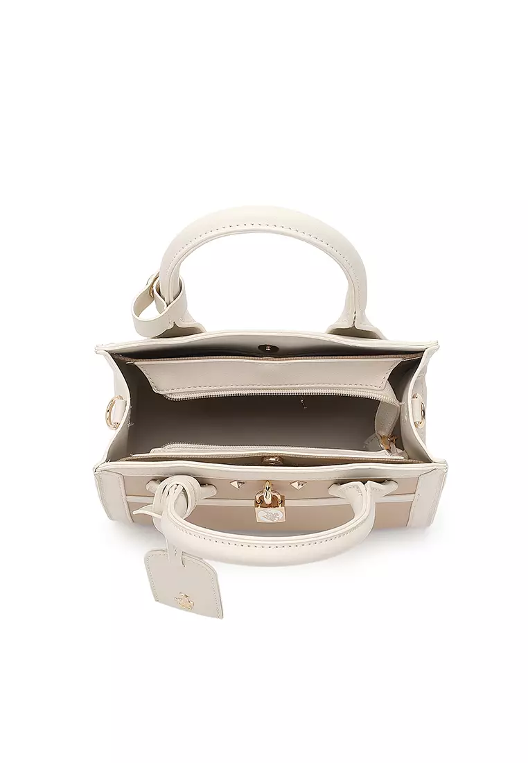 Women's 2-In-1 Top Handle Bag & Zipper Purse (2-in-1 Tas Tangan Wanita & RFID Dompet Wanita) - Krem
