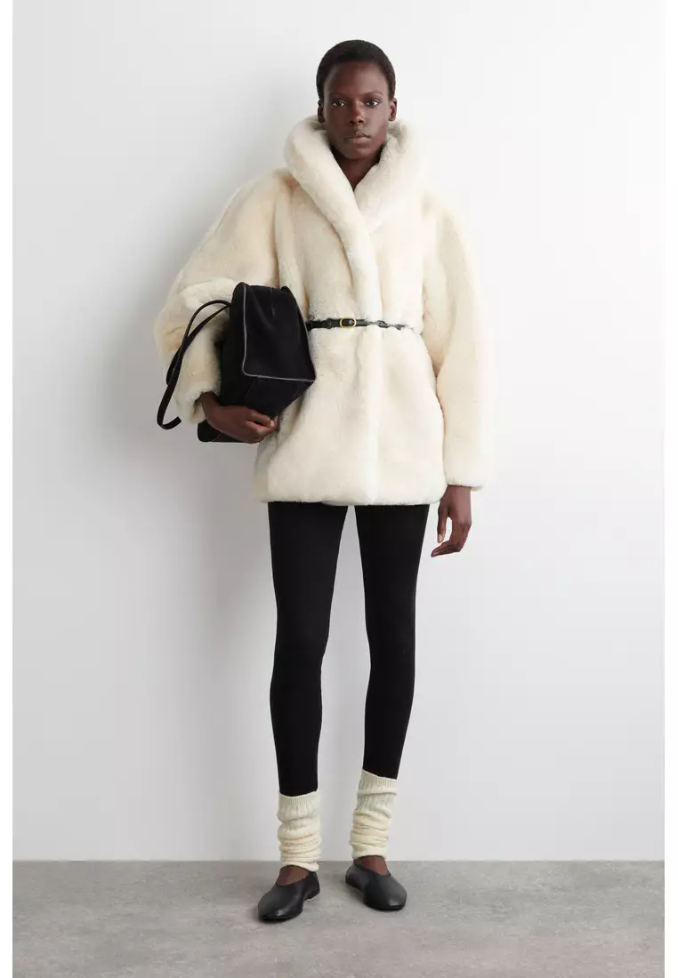 SHAWL-COLLAR FUR-EFFECT JACKET