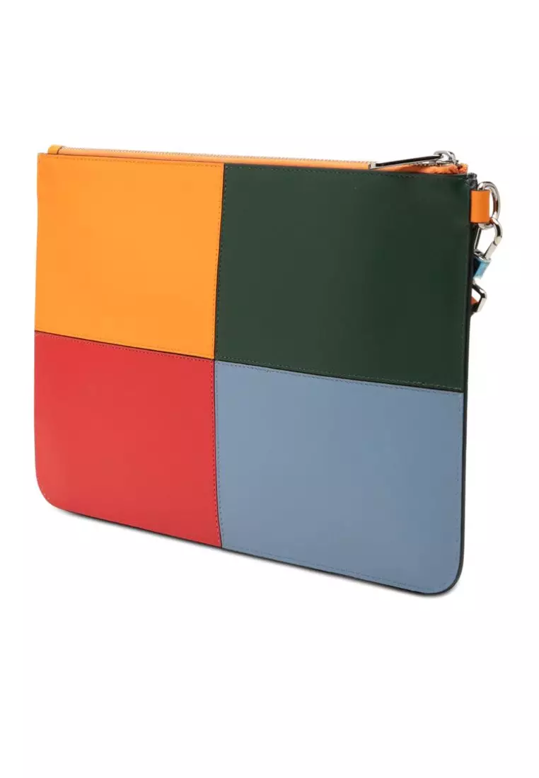 Pre-Loved Burberry Leather Colorblock Clutch