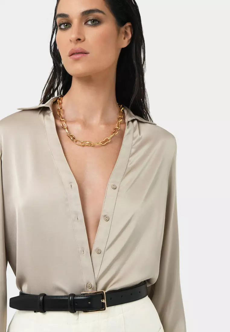Lila V-neck Satin Blouse