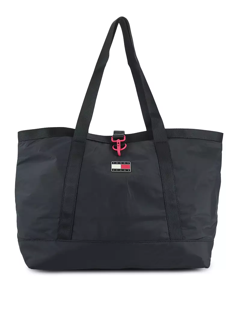 Tommy Hilfiger, Bags, Tommy Hilfiger Beige Monogram Jacquard Fabric  Satchel Handbag