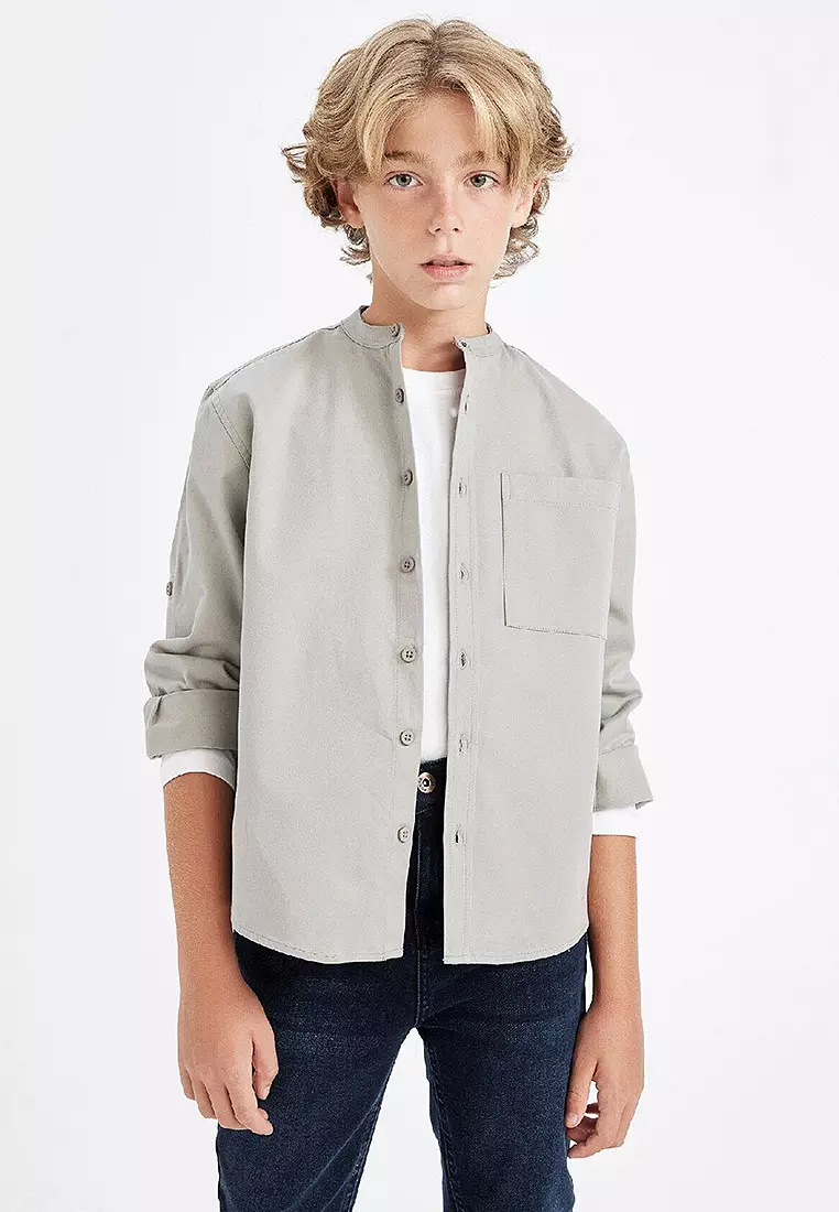 Cotton Stand Collar Overshirt