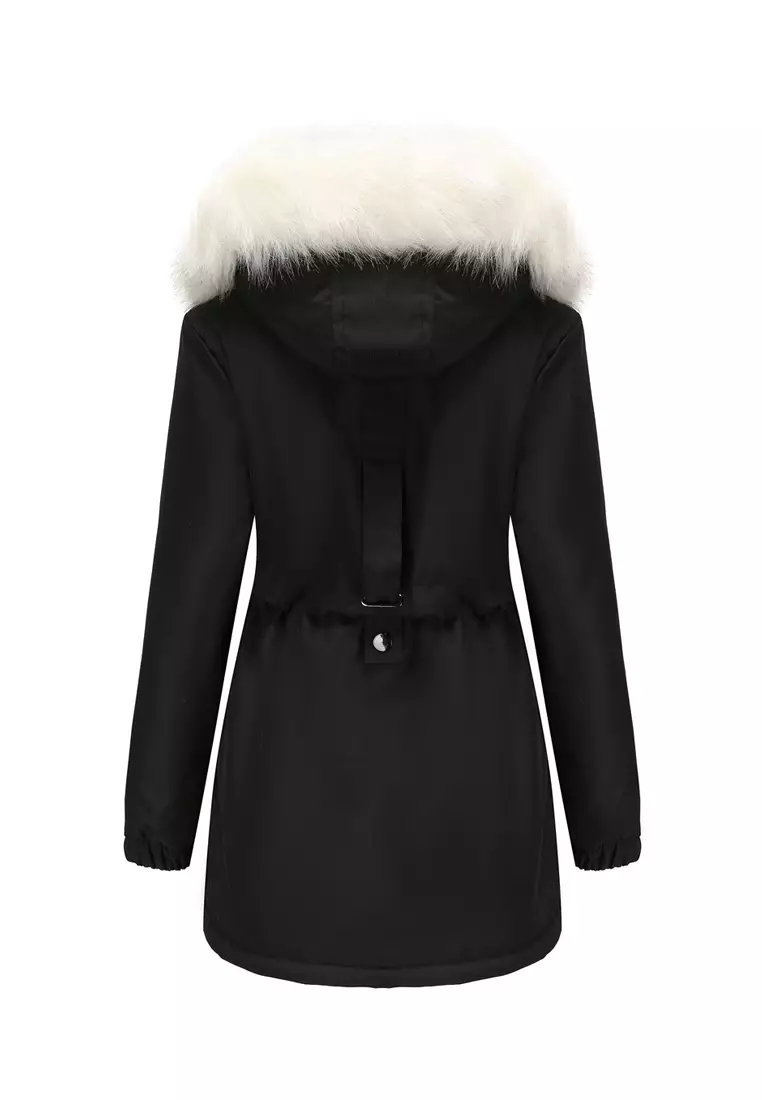 Detachable Faux Fur Collar Hooded Coat AD82031