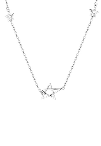 ZITIQUE silver Women's Hollowed Five-pointed Stars Necklace - Silver 3963CACD37EF06GS_1