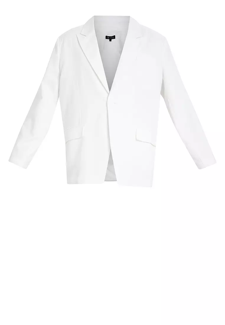 White single on sale button blazer