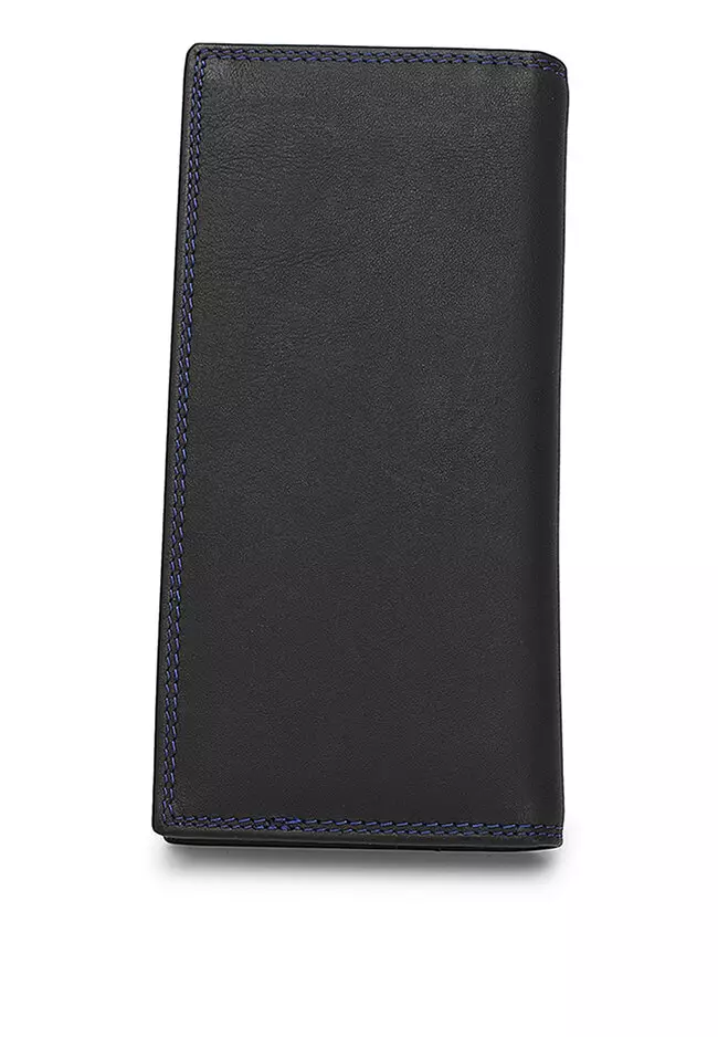 Men's Genuine Leather RFID Blocking Long Wallet - Black