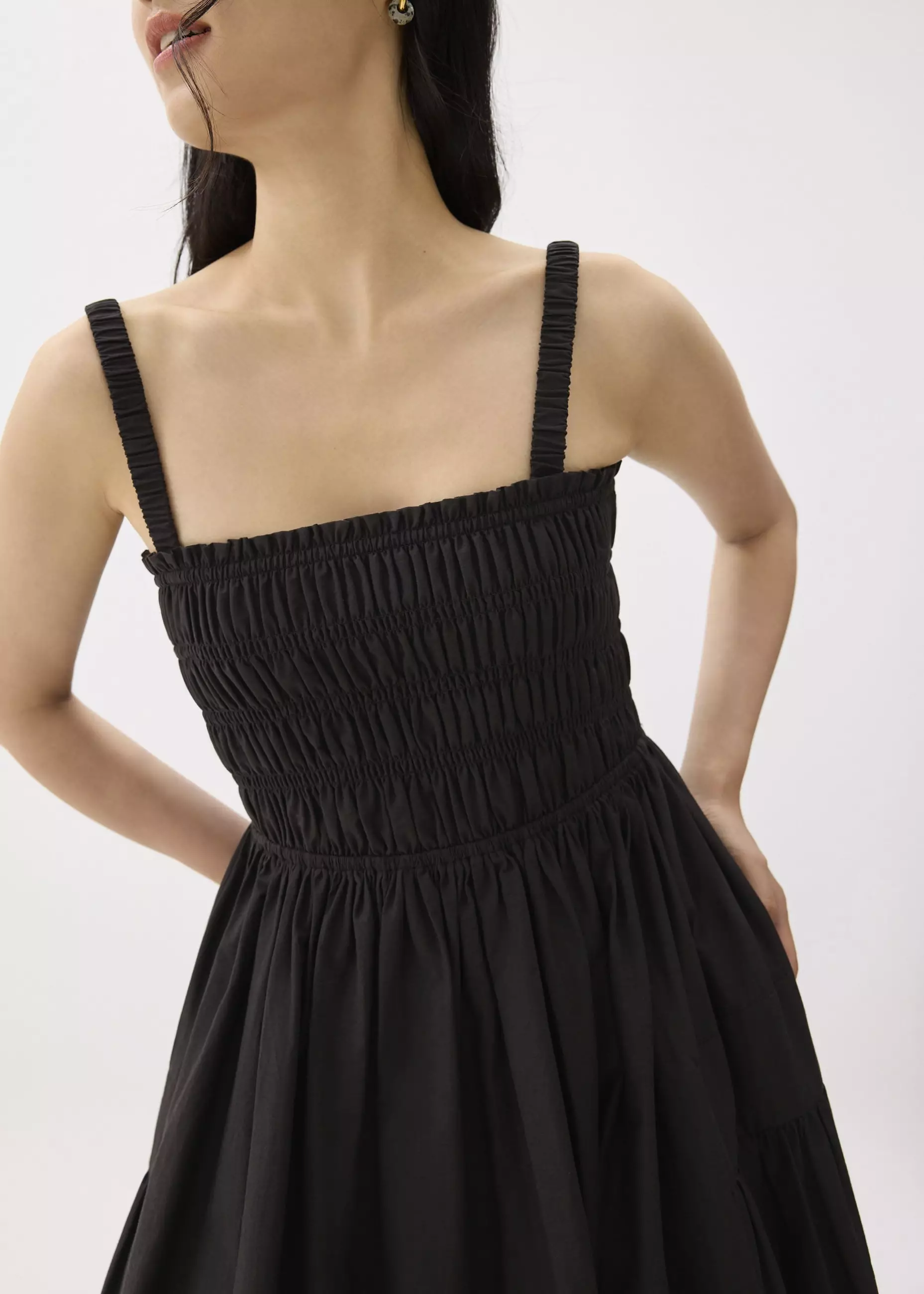 Dress Wanita - Cotton Smocked Fit & Flare Maxi Dress