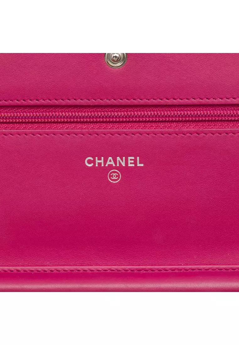 Pre-Loved Chanel Cc Quilted Patent Brilliant Wallet On Chain
