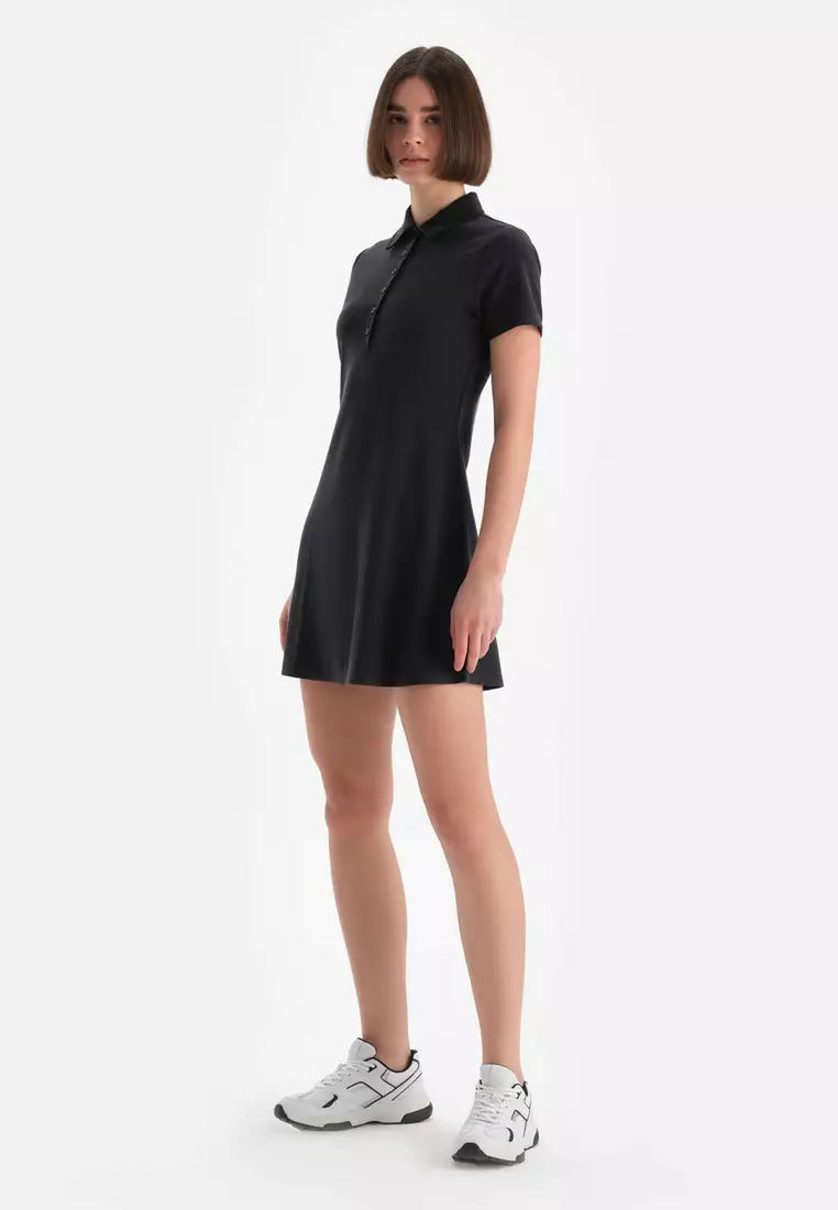 Black Dress, Regular, Short Sleeve Activewear for Women