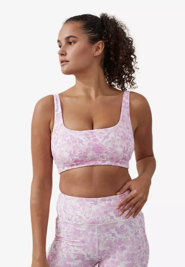 Buy Cotton On Body Recycled Square Neck Crop Sports Bra in Painterly Floral  Digital Orchid 2024 Online