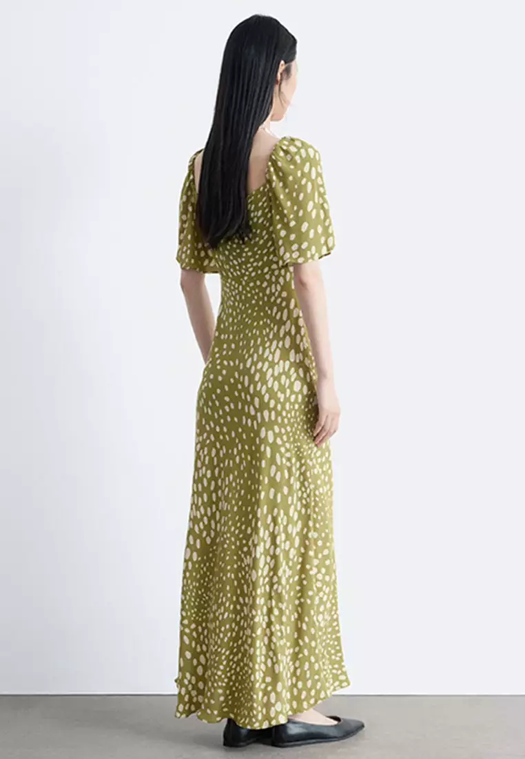 Flutter-Sleeve Midi Dress